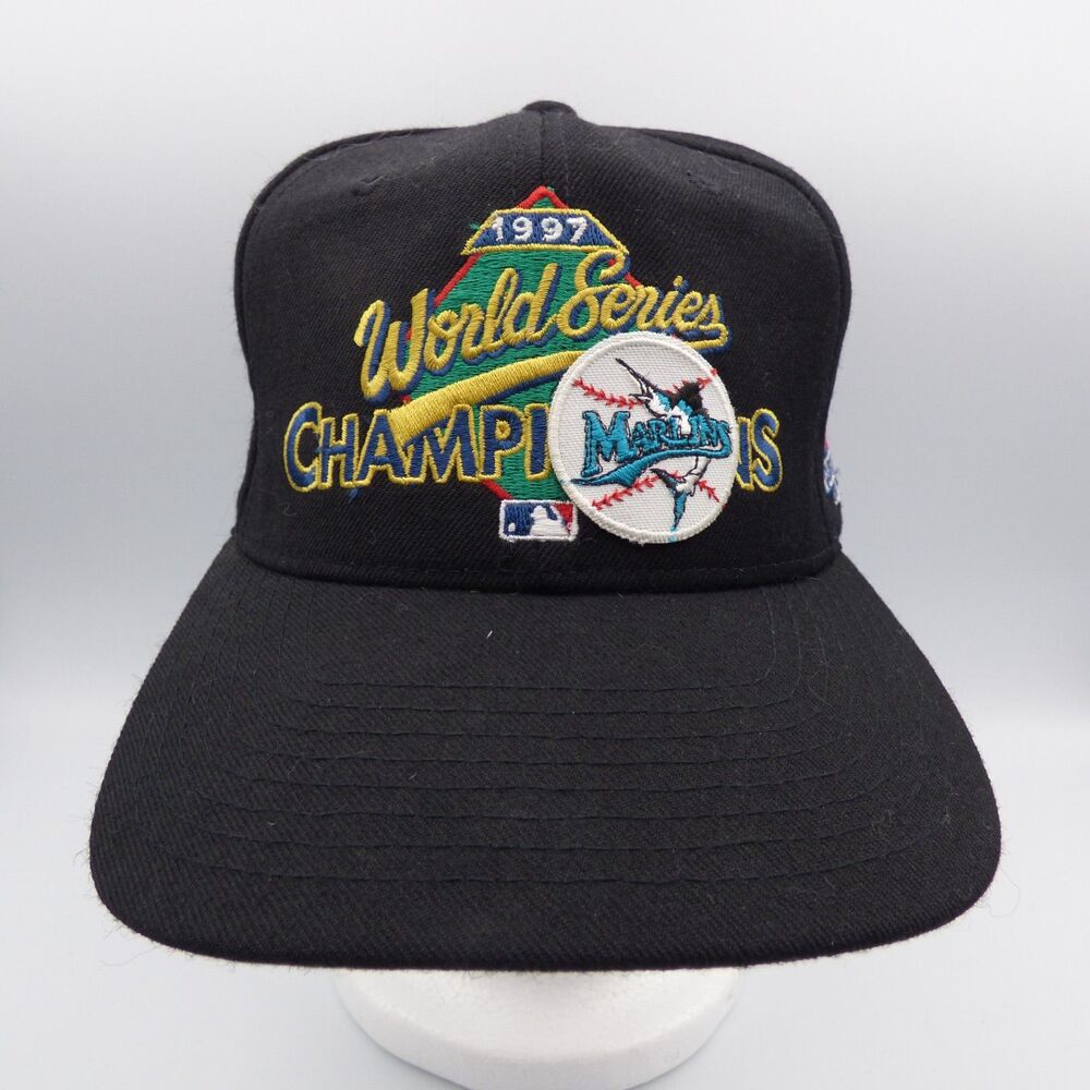 Vtg 1997 Florida Marlins World Series Snapback Hat Sports Specialties Wool Grey